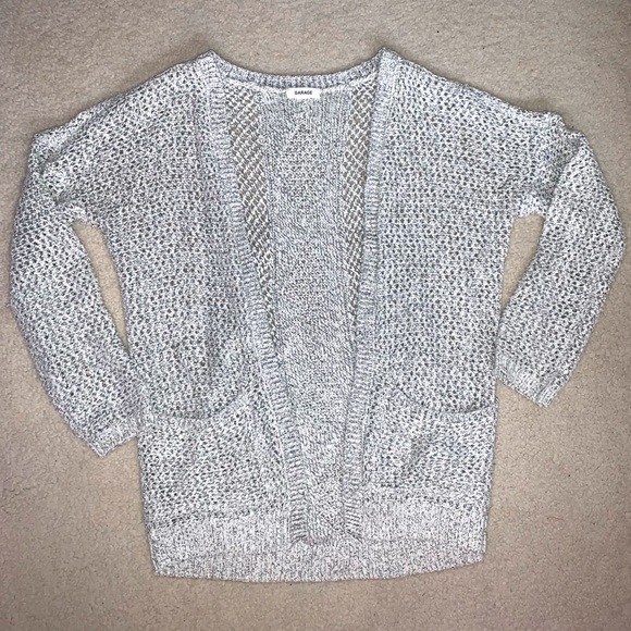 Garage Off-White Ribbed Tube Top (S) & Mixed Grey Knit Cardigan (XS/S) - Picture 4 of 10